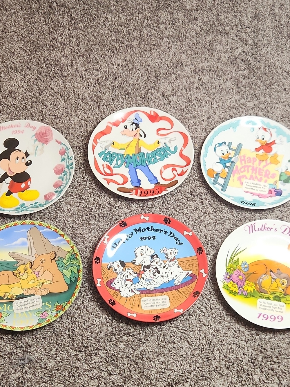 Disney Mother's Day Collectible Plates - Set Of 6 Vintage 1994-1999